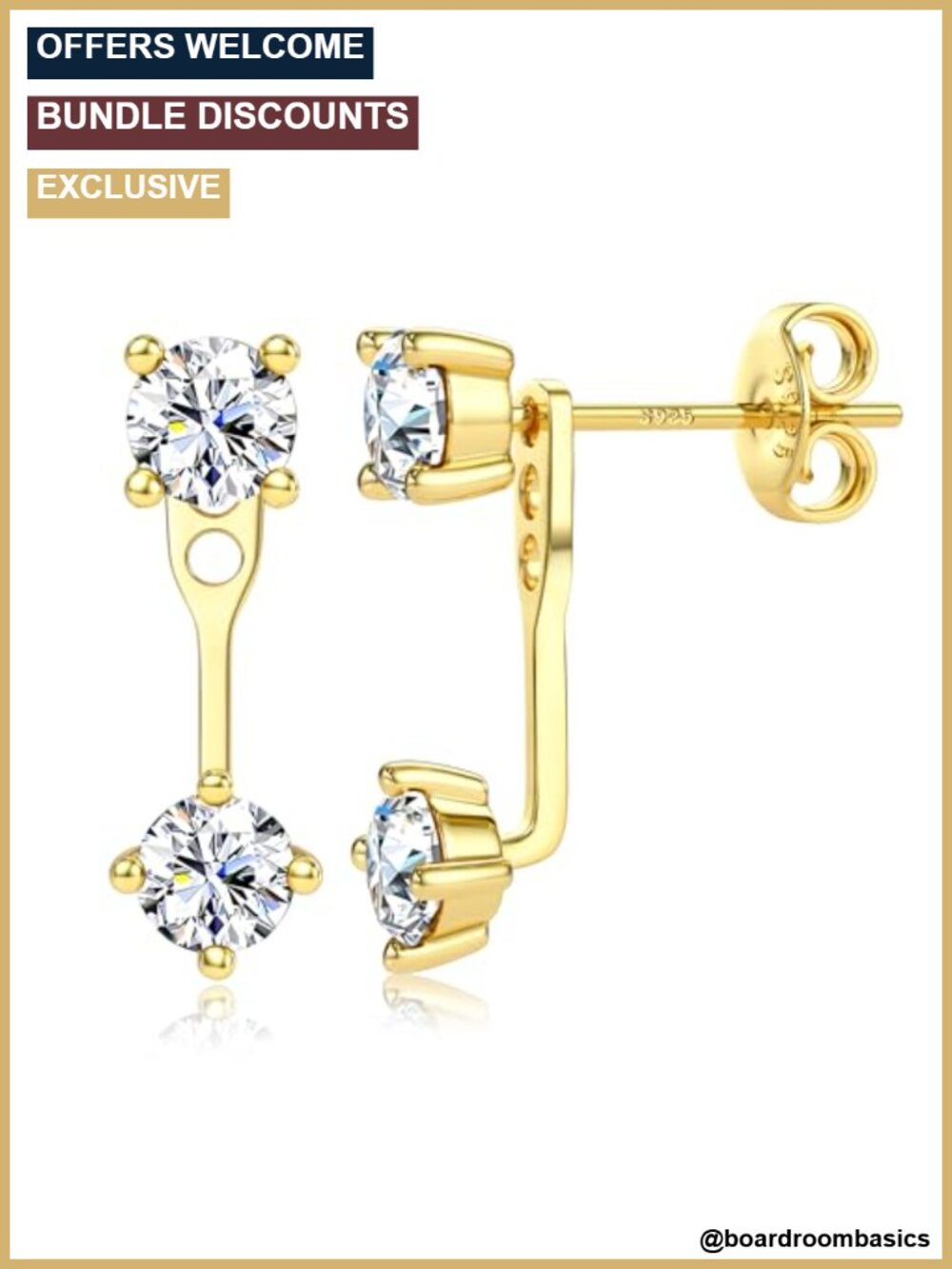 Moissanite Stud Earrings 925 Sterling Silver Earring Jacket Women